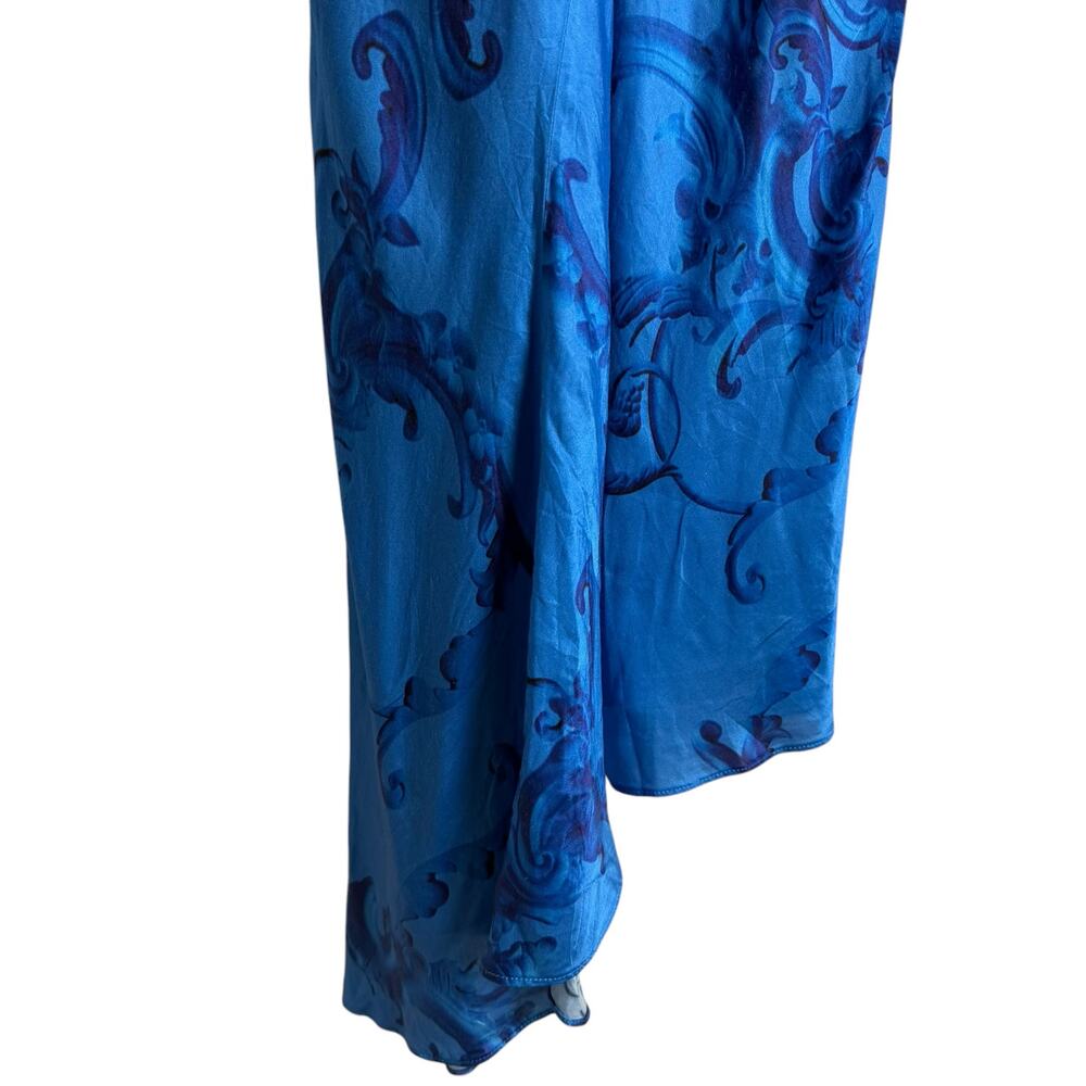 AllSaints Alexia Isabella Blue Tie Dye Asymmetric Sleeveless Midi Dress Size 4 - Picture 10 of 15